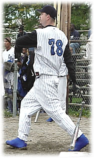 Photo of baseball player wearing royal blue Spatz